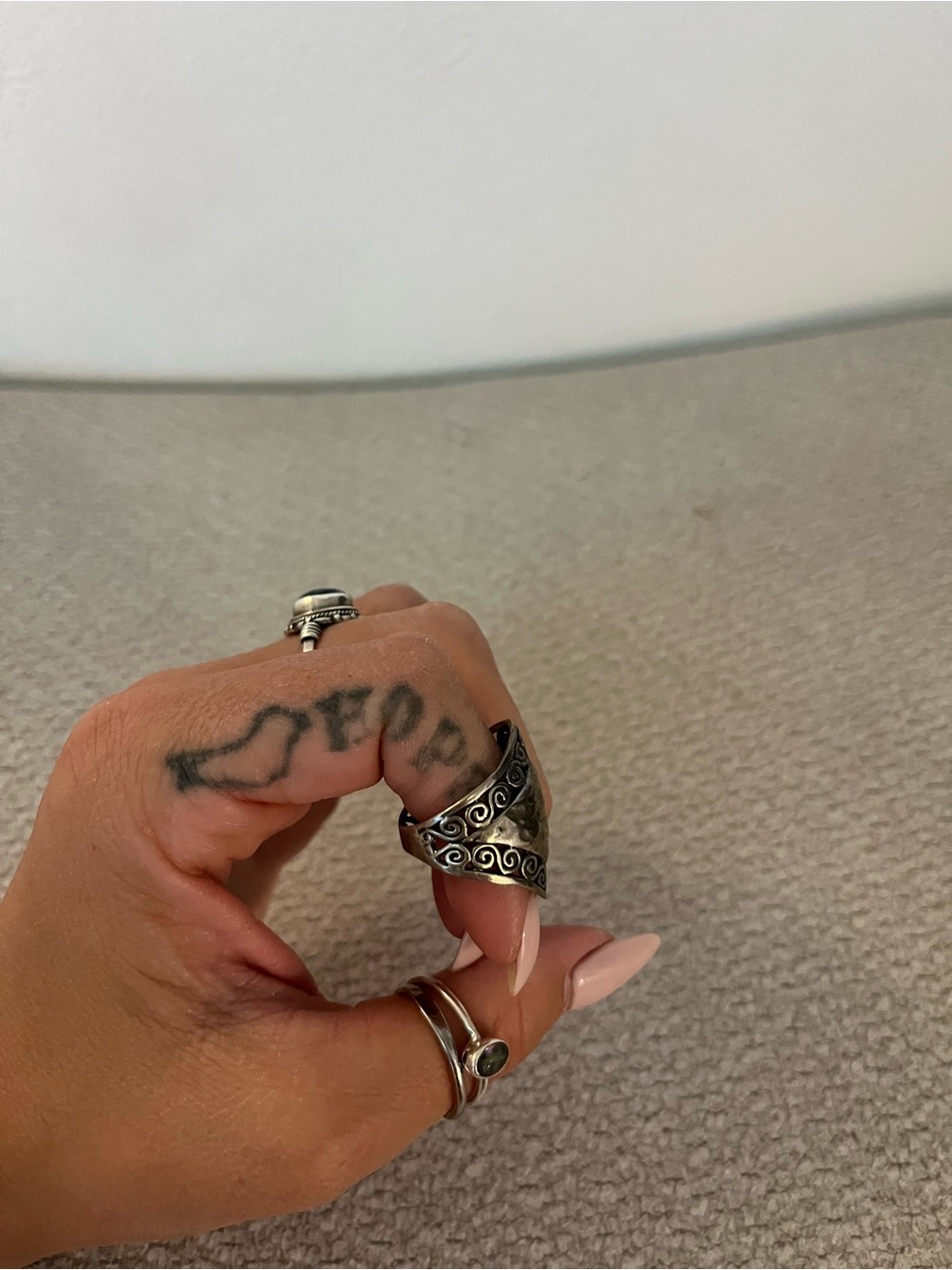 Vintage-Inspired Swirl Silver Statement Ring — Silver